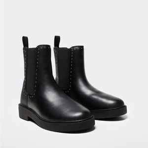 Studded leather boot (sustainable leather)